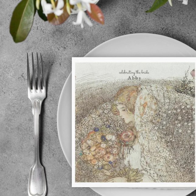 Vintage Art Nouveau Floral Bridal Shower Napkin (Creator Uploaded)