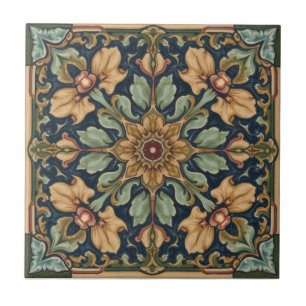 Vintage Art Nouveau  Floral Craftsman Ceramic Tile