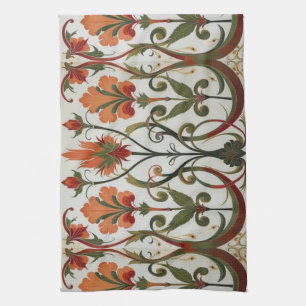 Vintage Art Nouveau Floral Frieze Tea Towel