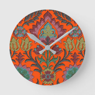 Vintage: Art Nouveau Floral Garden Round Clock