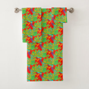 Vintage Art Nouveau Floral Garden Shower Curtain Bath Towel Set