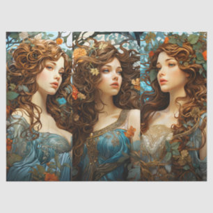 Vintage Art Nouveau Floral Goddess Victorian Boho Tissue Paper