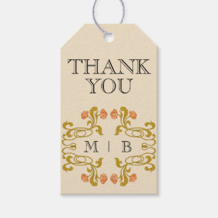 Vintage Art Nouveau Floral Monogram Initials  Gift Tags