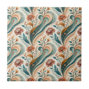 Vintage Art Nouveau Floral Mural Art Pattern Ceramic Tile
