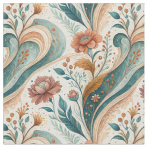 Vintage Art Nouveau Floral Mural Art Pattern Fabric