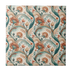 Vintage Art Nouveau Floral Mural Painting Pattern Ceramic Tile