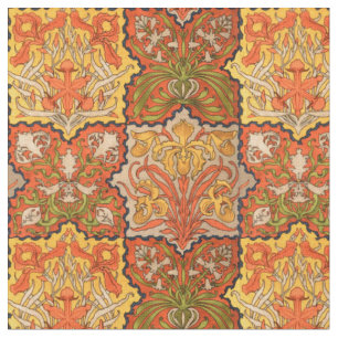 Vintage Art Nouveau Floral "Quilt" Pattern Fabric