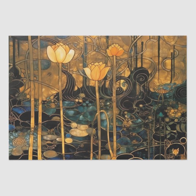 Vintage Art Nouveau Floral Tissue Paper (Front)