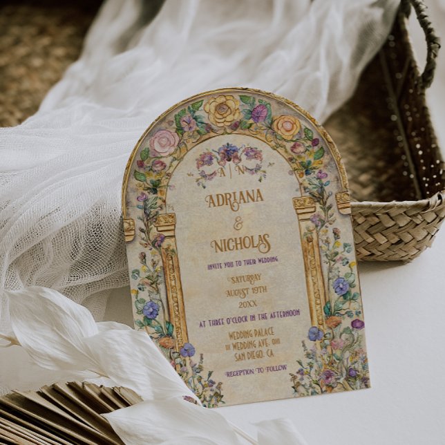 Vintage Art Nouveau Floral Wedding Invitation (Creator Uploaded)