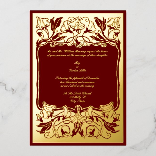 Vintage Art Nouveau Flower Border Wedding (Front)