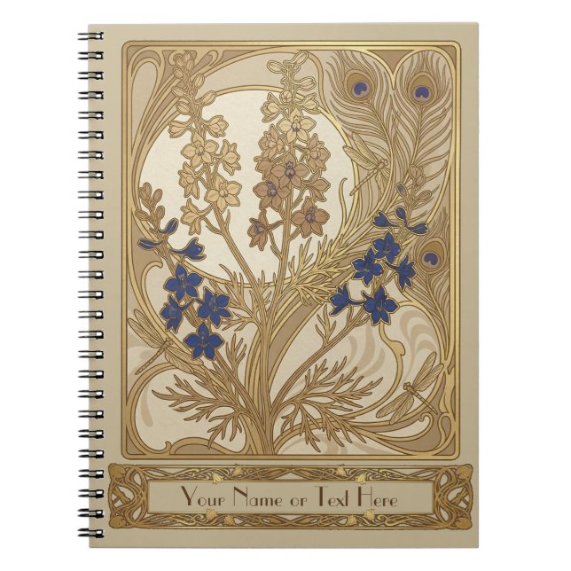 Vintage Art Nouveau Forking Larkspur Journal (Front)