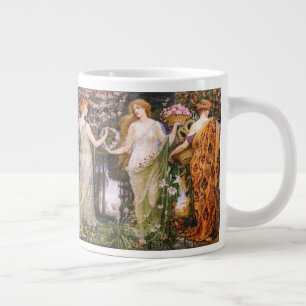 Vintage Art Nouveau Four Seasons by Walter Crane Large Coffee Mug