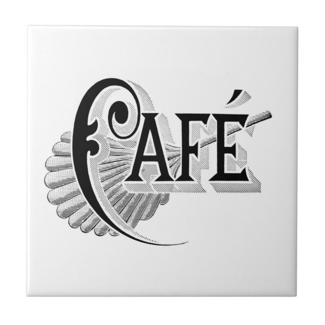Vintage Art Nouveau French Chic Cafe Coffee Tile (Front)