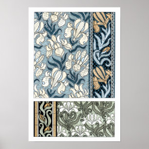 Vintage Art Nouveau, Garden Iris Flowers Poster