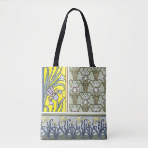 Vintage Art Nouveau, Garden Iris Flowers Tote Bag