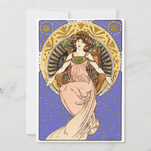 Vintage Art Nouveau Girl by Alphonse Mucha Card