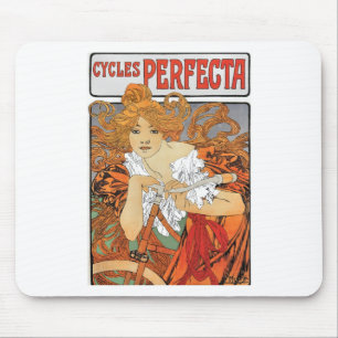 Vintage Art Nouveau Girl Cyclist Mouse Pad