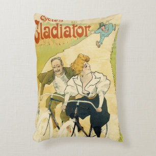 Vintage Art Nouveau, Gladiator Cycles Bicycles  Decorative Cushion