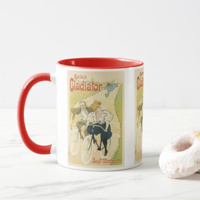 Vintage Art Nouveau, Gladiator Cycles Bicycles  Mug (With Donut)