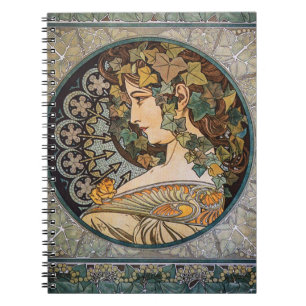 Vintage Art Nouveau Goddess of Nature by Mucha Notebook