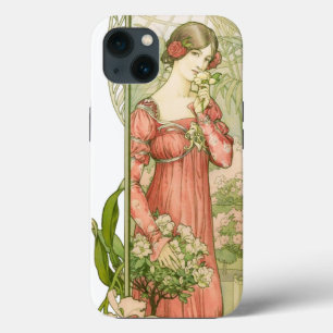Vintage Art Nouveau Greenhouse Lady Elegant iPhone 13 Case