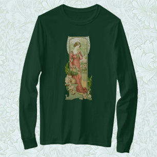 Vintage Art Nouveau Greenhouse Lady Elegant T-Shirt