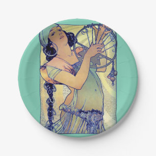 Vintage Art Nouveau Gypsy Music Dance Mucha Paper Plate