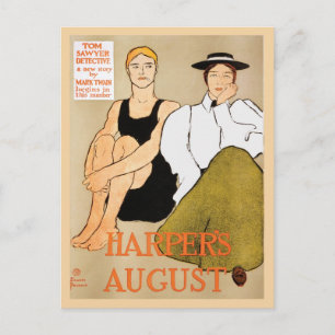 Vintage art nouveau Harper's magazine August Postcard