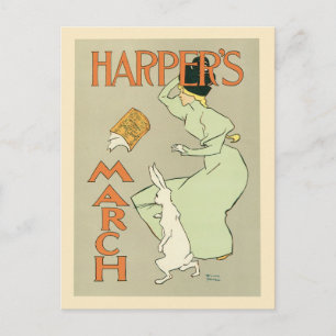 Vintage art nouveau Harper's magazine March Postcard