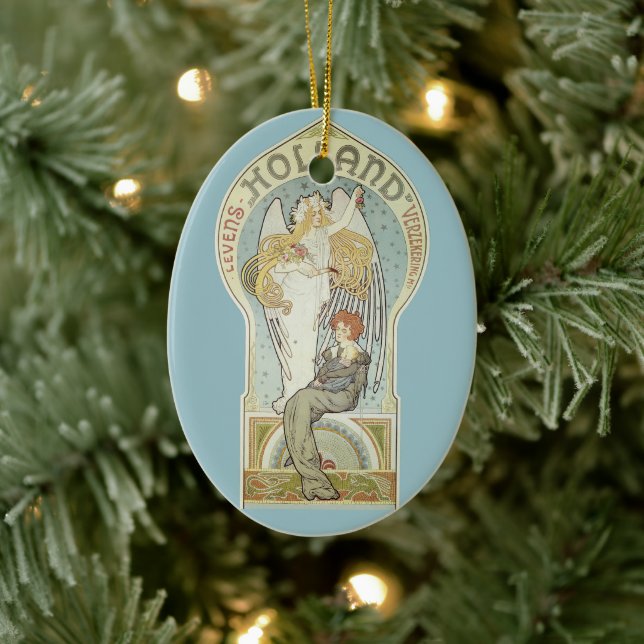 Vintage Art Nouveau, Holland Levensverzekering Ceramic Ornament (Tree)