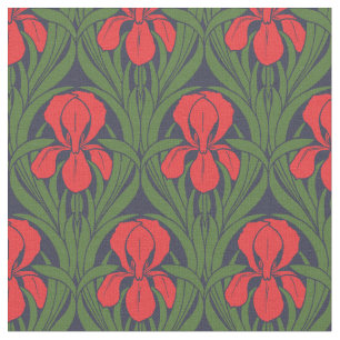 Vintage Art Nouveau Iris Pattern Fabric