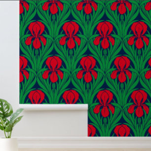 Vintage Art Nouveau Iris Pattern Wallpaper