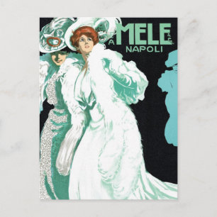 Vintage Art Nouveau, Italian Fashion, Fancy Women Postcard