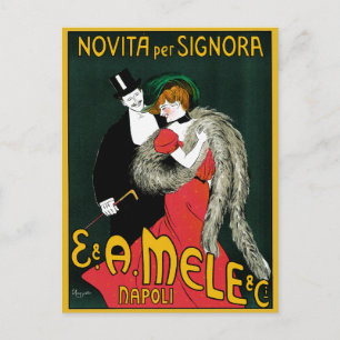 Vintage Art Nouveau, Italian Fashion Love Romance Postcard