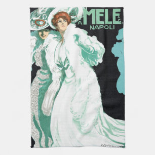 Vintage Art Nouveau, Italy Fashion and Fancy Women Tea Towel