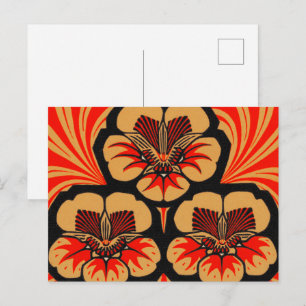 Vintage Art Nouveau Julie de Graag Flower Woodcut Postcard
