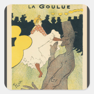 Vintage Art Nouveau, La Goulue by Toulouse Lautrec Square Sticker