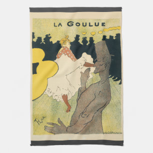 Vintage Art Nouveau, La Goulue by Toulouse Lautrec Tea Towel