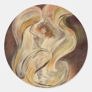 Vintage Art Nouveau, La Loie Fuller Modern Dancer Classic Round Sticker