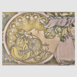 Vintage Art Nouveau "La Plume" by Mucha Tissue Paper