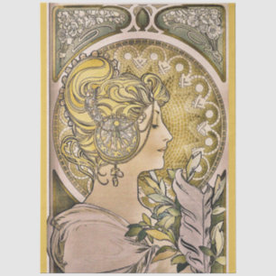 Vintage Art Nouveau "La Plume" by Mucha Tissue Paper
