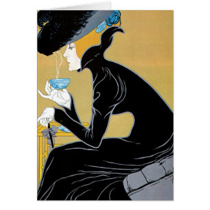 Vintage Art Nouveau, Lady Drinking Marco Polo Tea