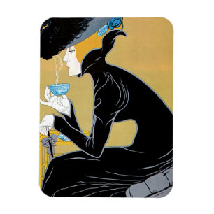 Vintage Art Nouveau, Lady Drinking Marco Polo Tea Magnet