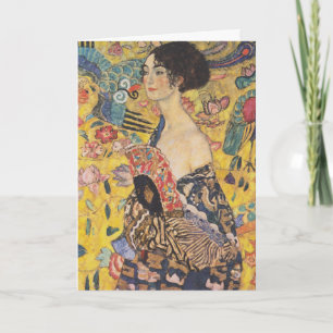 Vintage Art Nouveau Lady with Fan Painting Card