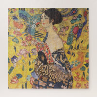 Vintage Art Nouveau Lady with Fan Painting
