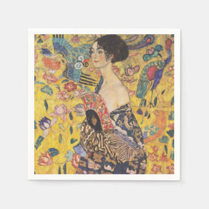 Vintage Art Nouveau Lady with Fan Painting Napkin