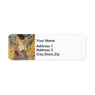 Vintage Art Nouveau Lady with Fan Painting Return Address Label