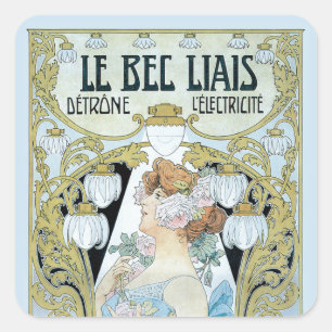 Vintage Art Nouveau Le Bec Liais, Privat Livemont Square Sticker