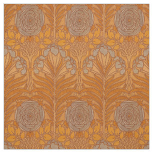 Vintage Art Nouveau Lilie & Tudor Rose Pattern Fabric