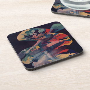 Vintage Art Nouveau, Loie Fuller at Folies Bergere Coaster